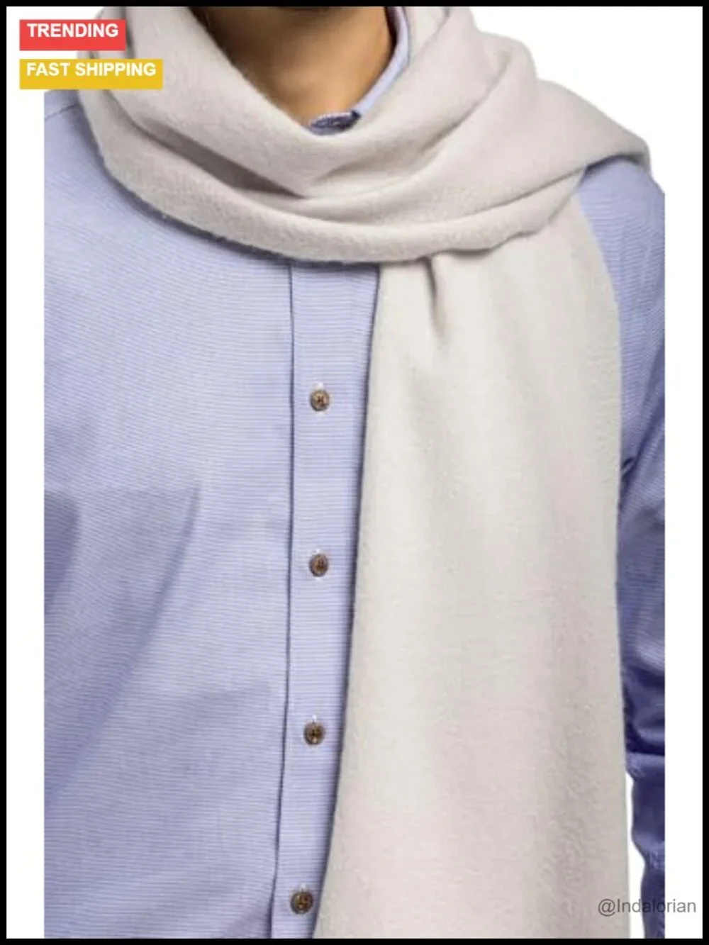Men's 100% Pure Cashmere Winter Scarf with Fringe, 2-Ply Ultra Plush